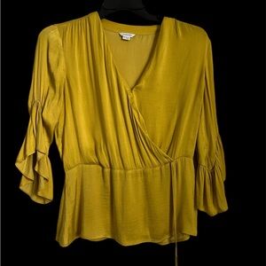 SweetGrey Elegant Mustard Wrap Top M